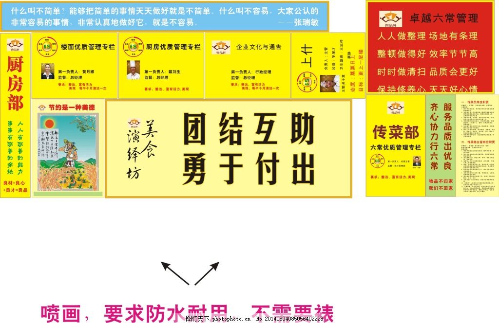餐飲企業六常管理法廚房標牌,白色-